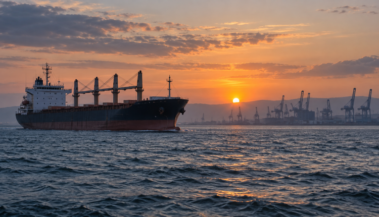 Ілюстрація цивільного вантажного судна в Чорному морі